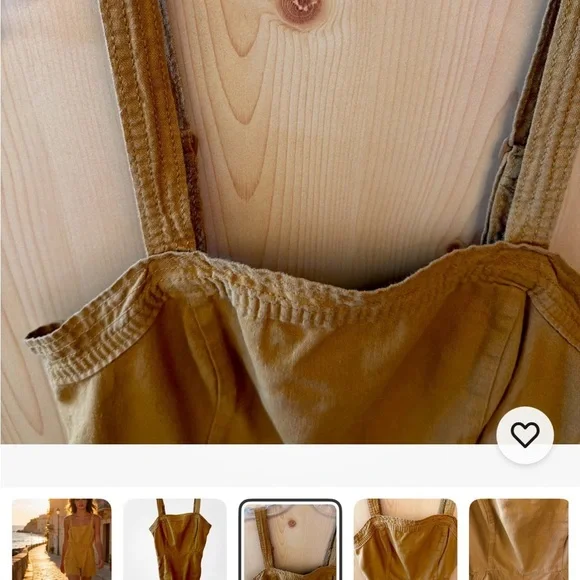 Old Navy M Mustard Jumper Wide Strap Deep Pockets Boho Utility Back Smocking - Picture 8 of 16